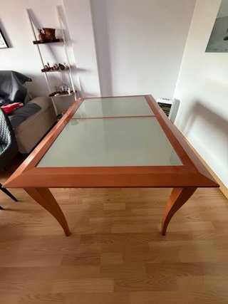 Mesa de comedor madera y cristal