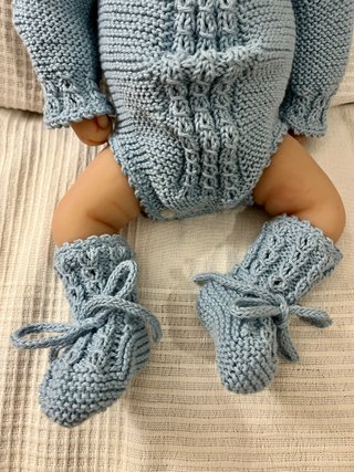 Conjunto bebé primera puesta 100% algodón azul