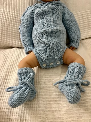 Conjunto bebé primera puesta 100% algodón azul