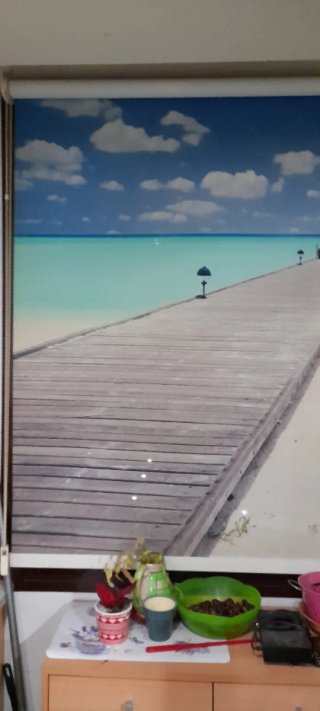 Estor enrollable con paisaje de playa