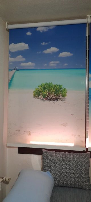 Estor enrollable con paisaje de playa