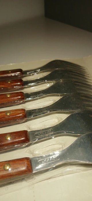 Set de 6 Tenedores Madera y Metal
