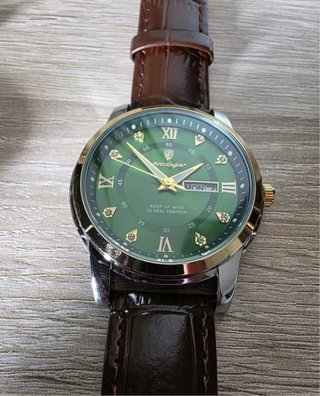 Reloj Poedagar Hombre Esfera Verde y Dorada