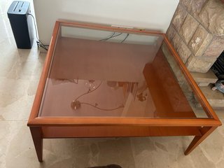 Mesa centro madera y cristal
