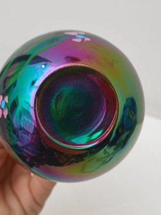 Boccetta in vetro soffiato iridescente