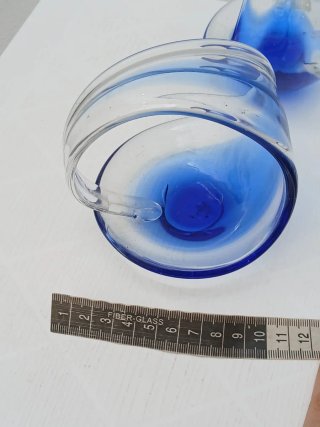 Portacandele vintage vetro sommerso blu