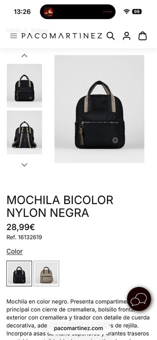 Bolso mochila Paco Martinez Negro