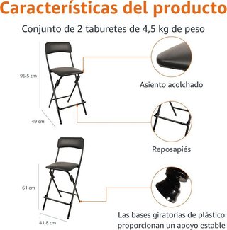 2 Taburetes Plegables 61cm NUEVO