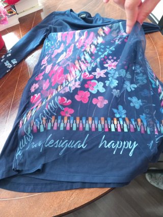 Vestido niña flores azul y rosa talla 13, 14