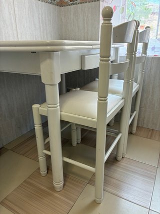 Mesa y 4 Sillas Cocina Blancas