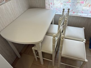 Mesa y 4 Sillas Cocina Blancas