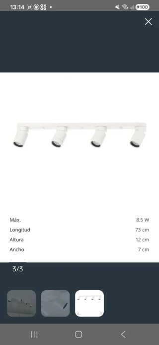 Lámpara Techo Ikea Nymane 4 Focos Blanca