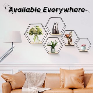 5 Estanterías Hexagonales Metálicas Negras