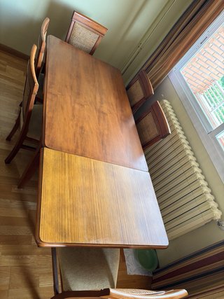 Mesa extensible madera maciza + 6 sillas