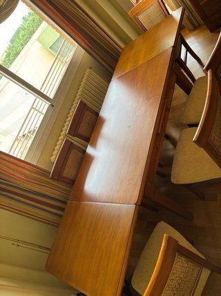 Mesa extensible madera maciza + 6 sillas