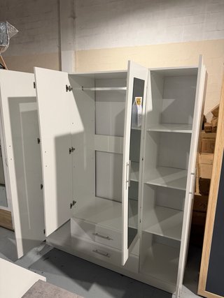 Armario 4 puertas blanco y cristal