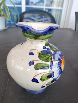 Jarra Cerámica Italiana Vintage Asa Trenzada