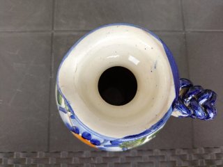 Jarra Cerámica Italiana Vintage Asa Trenzada