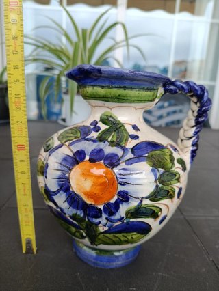 Jarra Cerámica Italiana Vintage Asa Trenzada