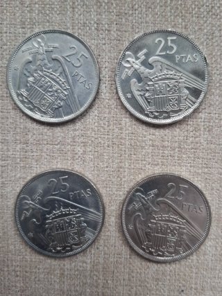 25 ptas 1957 * 70, 71, 74 y 75