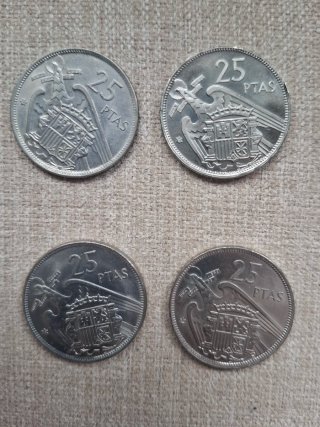 25 ptas 1957 * 70, 71, 74 y 75