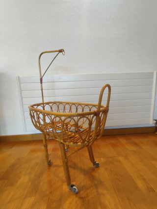 Cuna Moisés Mimbre Muñecos Bebé