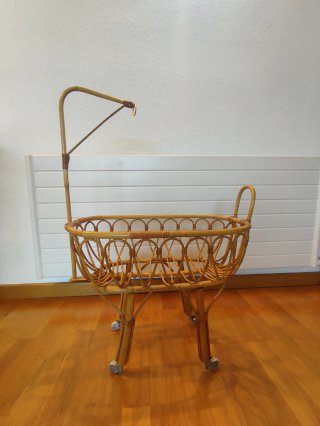 Cuna Moisés Mimbre Muñecos Bebé