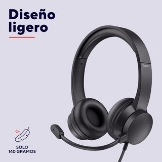 Trust auriculares usb ligeros con micrófono