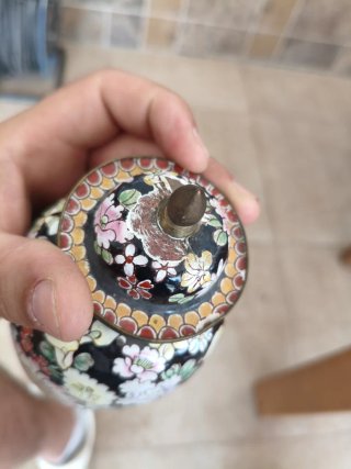 Jarrón cloisonné chino antiguo floral