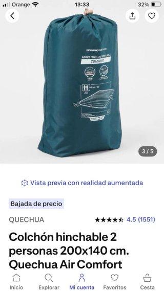 Tienda Quechua 3XL  fresh black + Colchón comfort