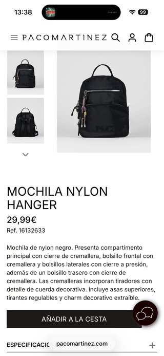 Bolso mochila Paco Martinez Negro