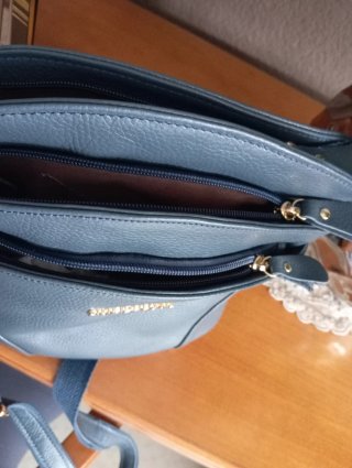 Bolso piel Humerpaul azul tres cremalleras mucha