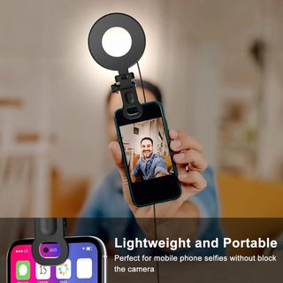 Luz LED portátil clip webcam streaming