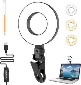 Luz LED portátil clip webcam streaming