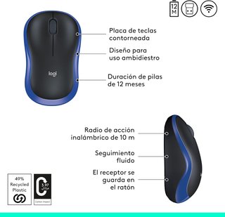 Logitech ratón inalámbrico compacto portátil azul