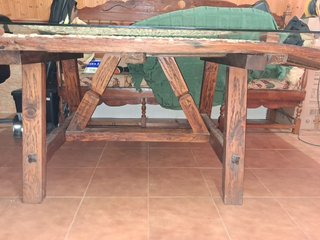 Mesa Trilla Madera con Cristal + Banca de regalo