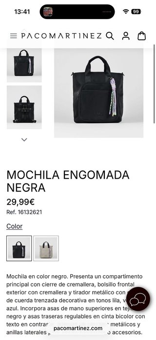 Bolso mochila Paco Martinez Negro