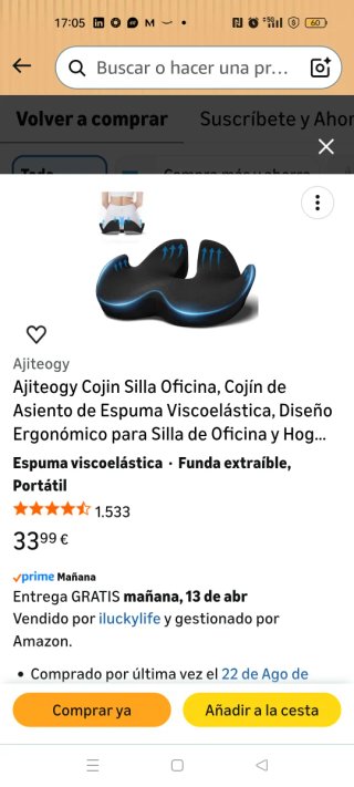 Cojín ergonómico para silla