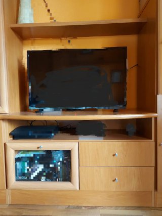 Mueble salón madera cerezo 240x217x48 cm