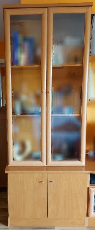 Mueble salón madera cerezo 240x217x48 cm