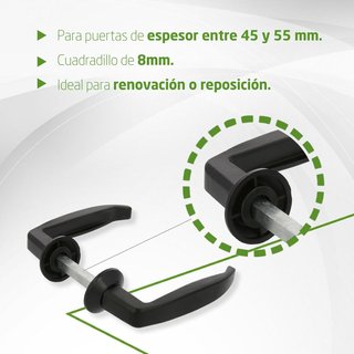 Set manillas aluminio negro para puertas