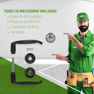 Set manillas aluminio negro para puertas