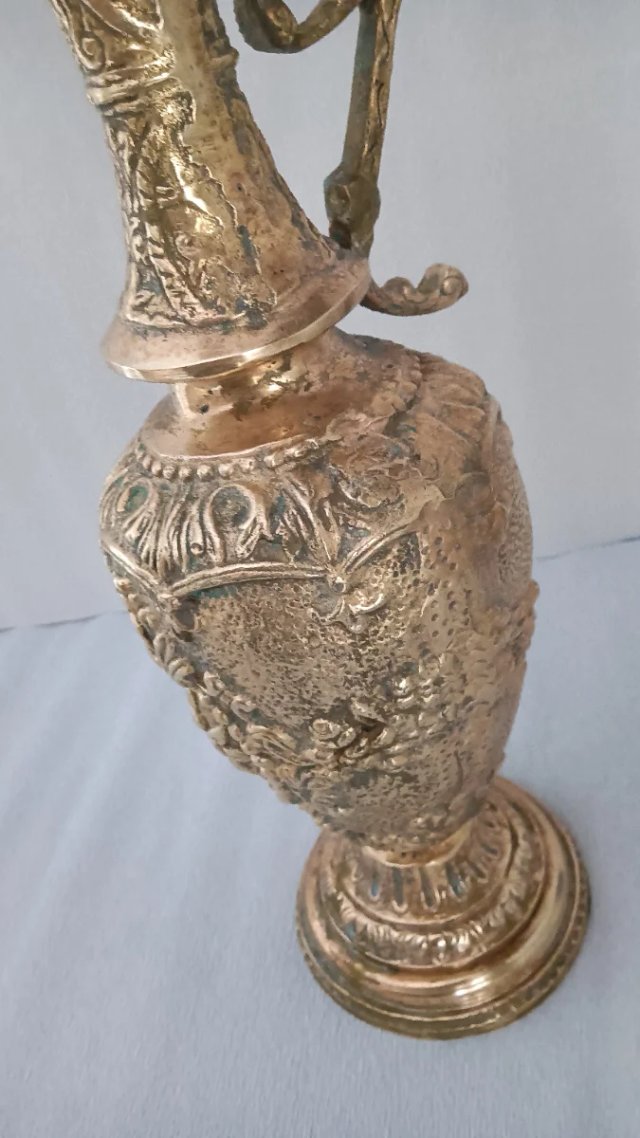 Ánfora Orientalista Latón Macizo 47cm Vintage