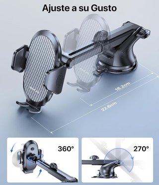 Supporto per cellulare auto con ventosa potente rotazione 360°