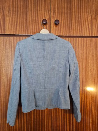 Traje de falda gris de algodón