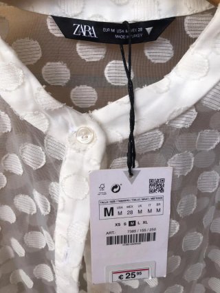 Camisa Zara Transparente Lunares Blanca Talla M