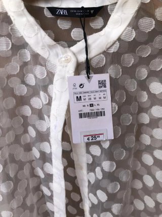 Camisa Zara Transparente Lunares Blanca Talla M
