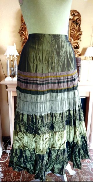 Falda Fortuny plisado verde talla única