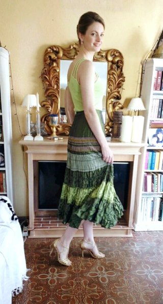 Falda Fortuny plisado verde talla única