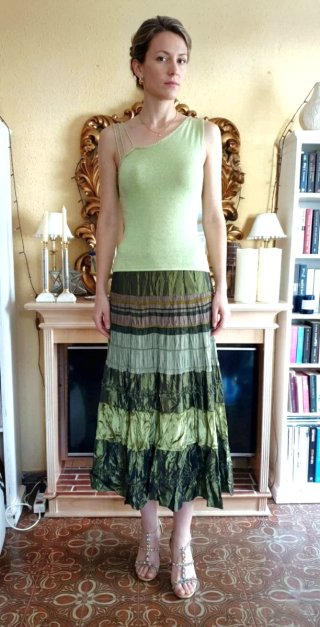 Falda Fortuny plisado verde talla única